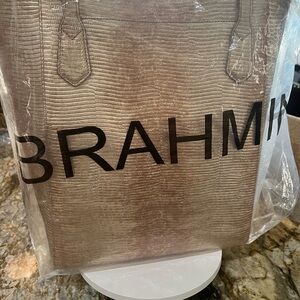 Brahmin Textured Tote in Light Taupe & Gold NWT!!
